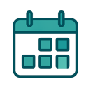 I am looking for a simple icon of a calendar that uses our brand colors007F6D 005157 56C2B6 D4ECE8